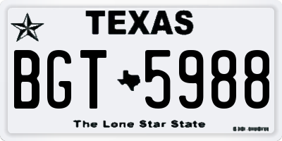 TX license plate BGT5988