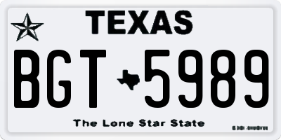 TX license plate BGT5989