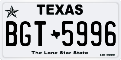 TX license plate BGT5996