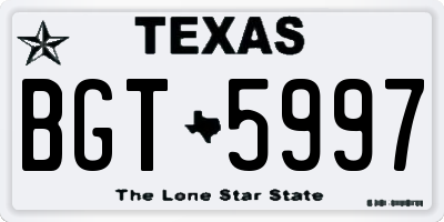 TX license plate BGT5997