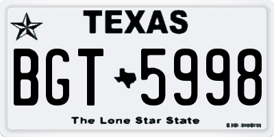 TX license plate BGT5998