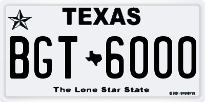TX license plate BGT6000