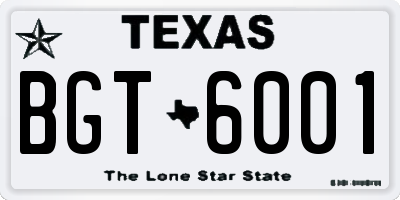 TX license plate BGT6001