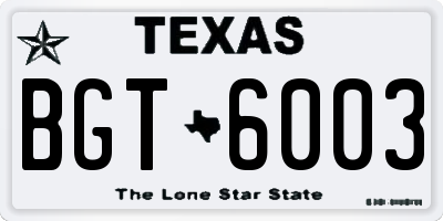 TX license plate BGT6003