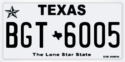 TX license plate BGT6005
