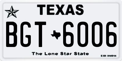 TX license plate BGT6006