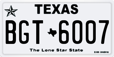 TX license plate BGT6007