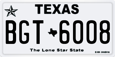 TX license plate BGT6008
