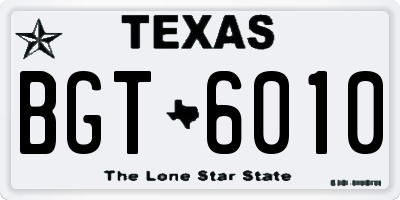 TX license plate BGT6010