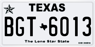TX license plate BGT6013