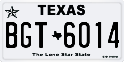TX license plate BGT6014
