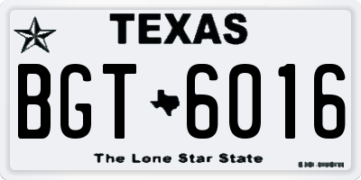 TX license plate BGT6016