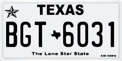 TX license plate BGT6031