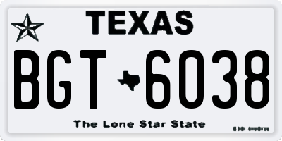 TX license plate BGT6038