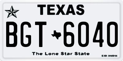 TX license plate BGT6040