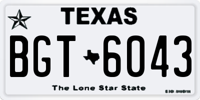 TX license plate BGT6043