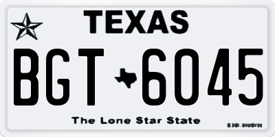 TX license plate BGT6045