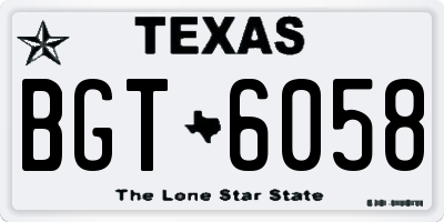 TX license plate BGT6058