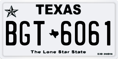 TX license plate BGT6061