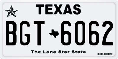 TX license plate BGT6062