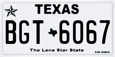 TX license plate BGT6067