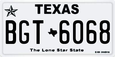 TX license plate BGT6068