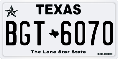 TX license plate BGT6070
