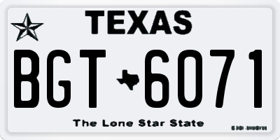 TX license plate BGT6071