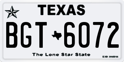 TX license plate BGT6072