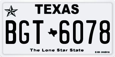 TX license plate BGT6078