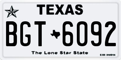 TX license plate BGT6092