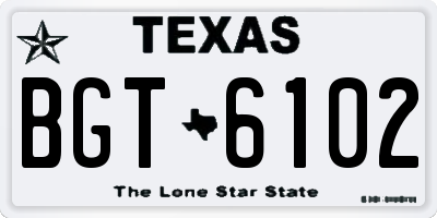 TX license plate BGT6102