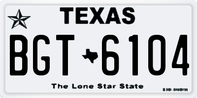 TX license plate BGT6104