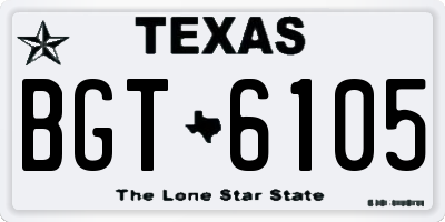 TX license plate BGT6105