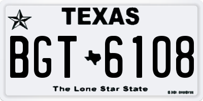 TX license plate BGT6108