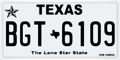 TX license plate BGT6109
