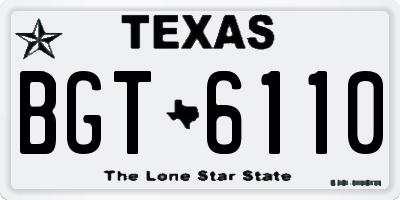 TX license plate BGT6110
