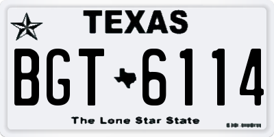 TX license plate BGT6114