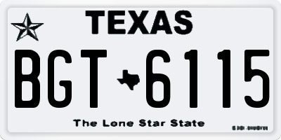 TX license plate BGT6115