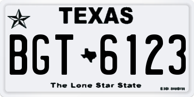 TX license plate BGT6123