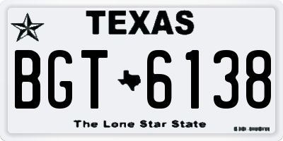 TX license plate BGT6138