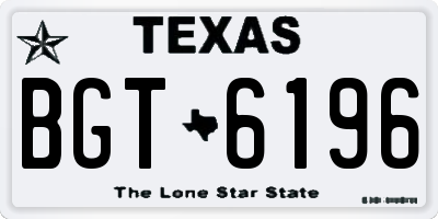 TX license plate BGT6196