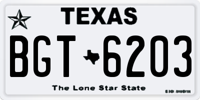 TX license plate BGT6203