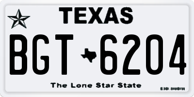 TX license plate BGT6204