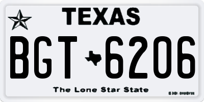 TX license plate BGT6206