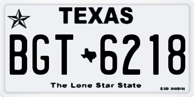 TX license plate BGT6218