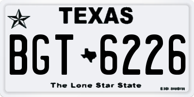 TX license plate BGT6226