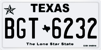 TX license plate BGT6232