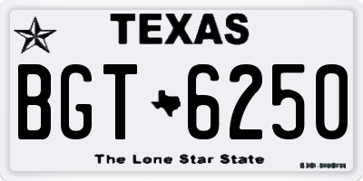 TX license plate BGT6250