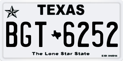 TX license plate BGT6252